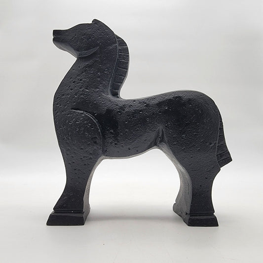 Minimalist Black Cast Metal Horse Statue
