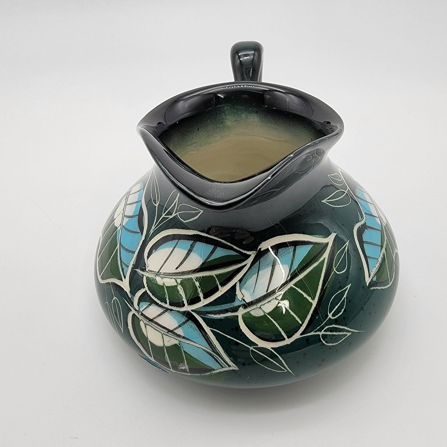 Vintage Sasha Brastoff Pottery Hand-Painted Leaf Pitcher