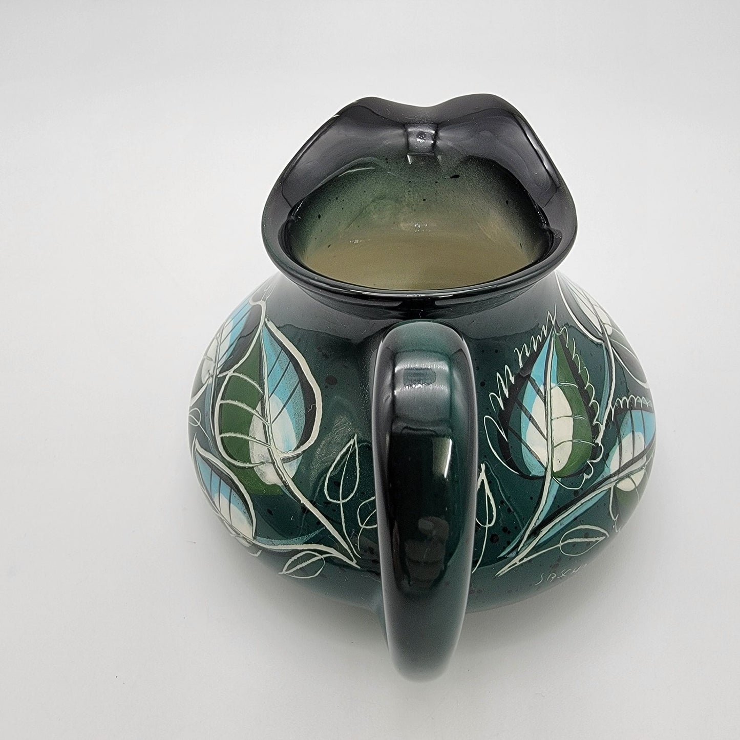Vintage Sasha Brastoff Pottery Hand-Painted Leaf Pitcher