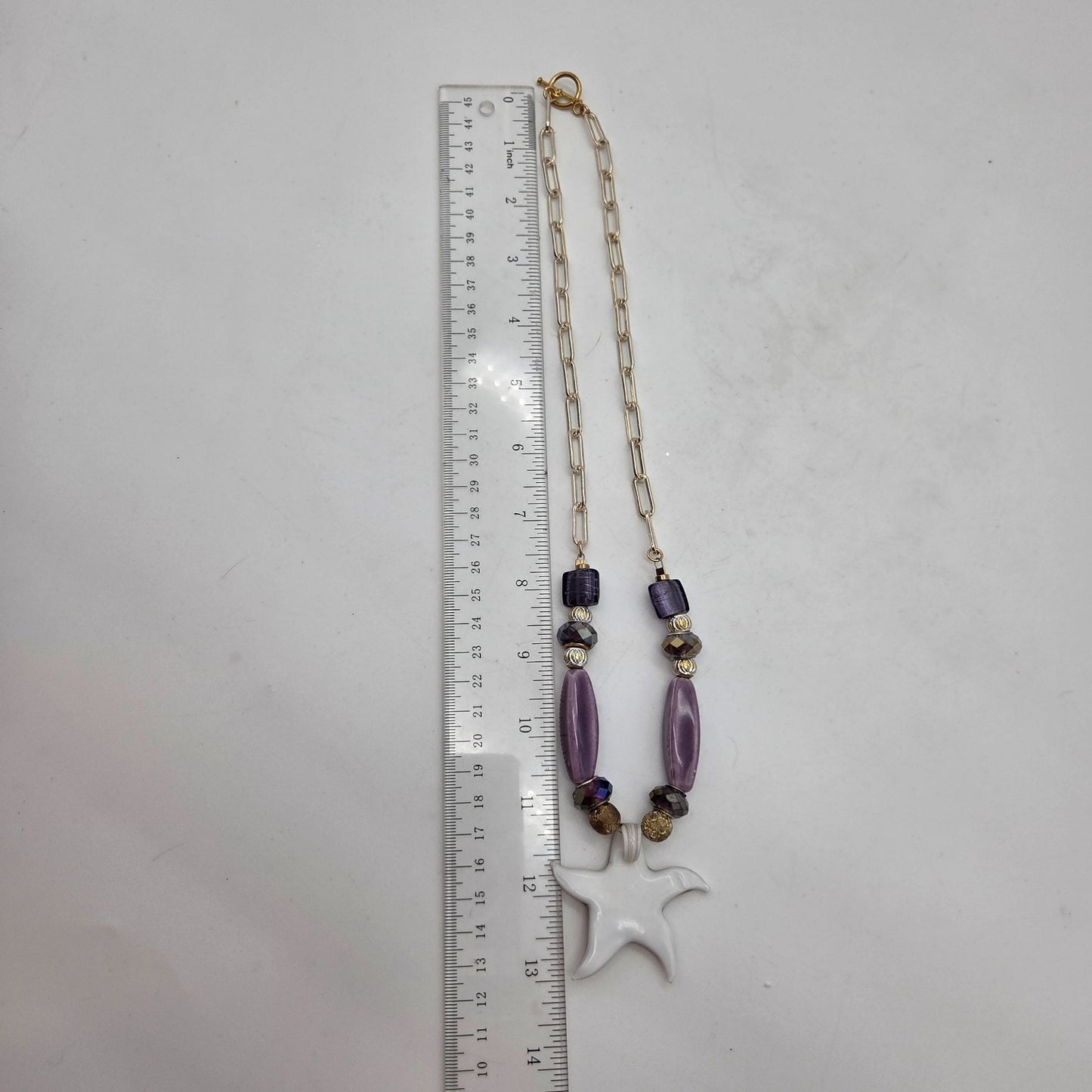 OOAK Handmade Dichroic Art Glass Starfish Pendant Necklace
