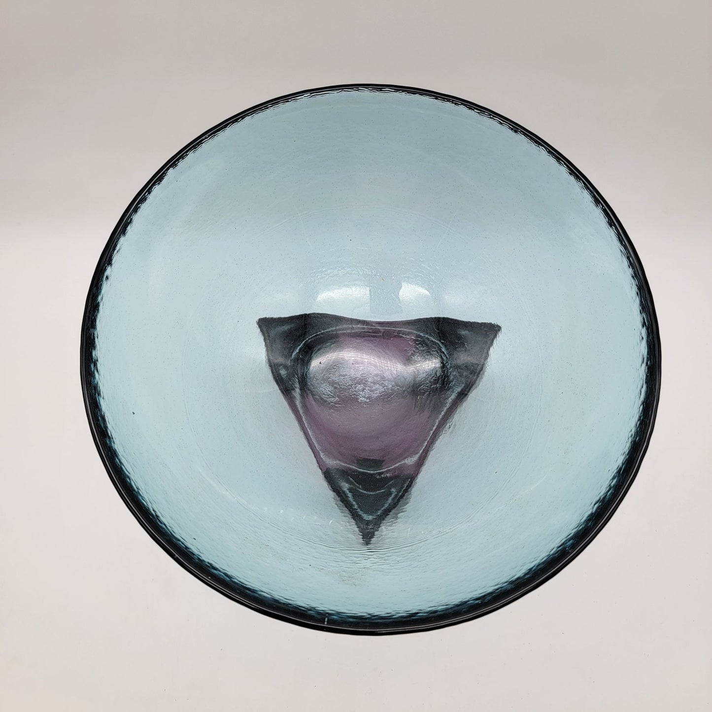 Hudson Beach Art Glass Tripod Bowl Sculpture  Blue & Purple