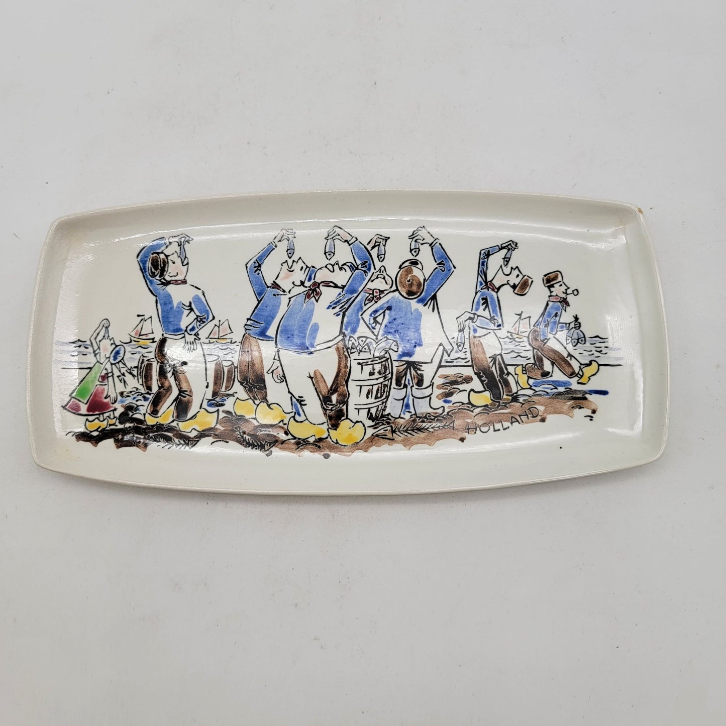 Vintage 1950s Koninklijk Goedewaagen Gouda Holland Fish Serving Plate