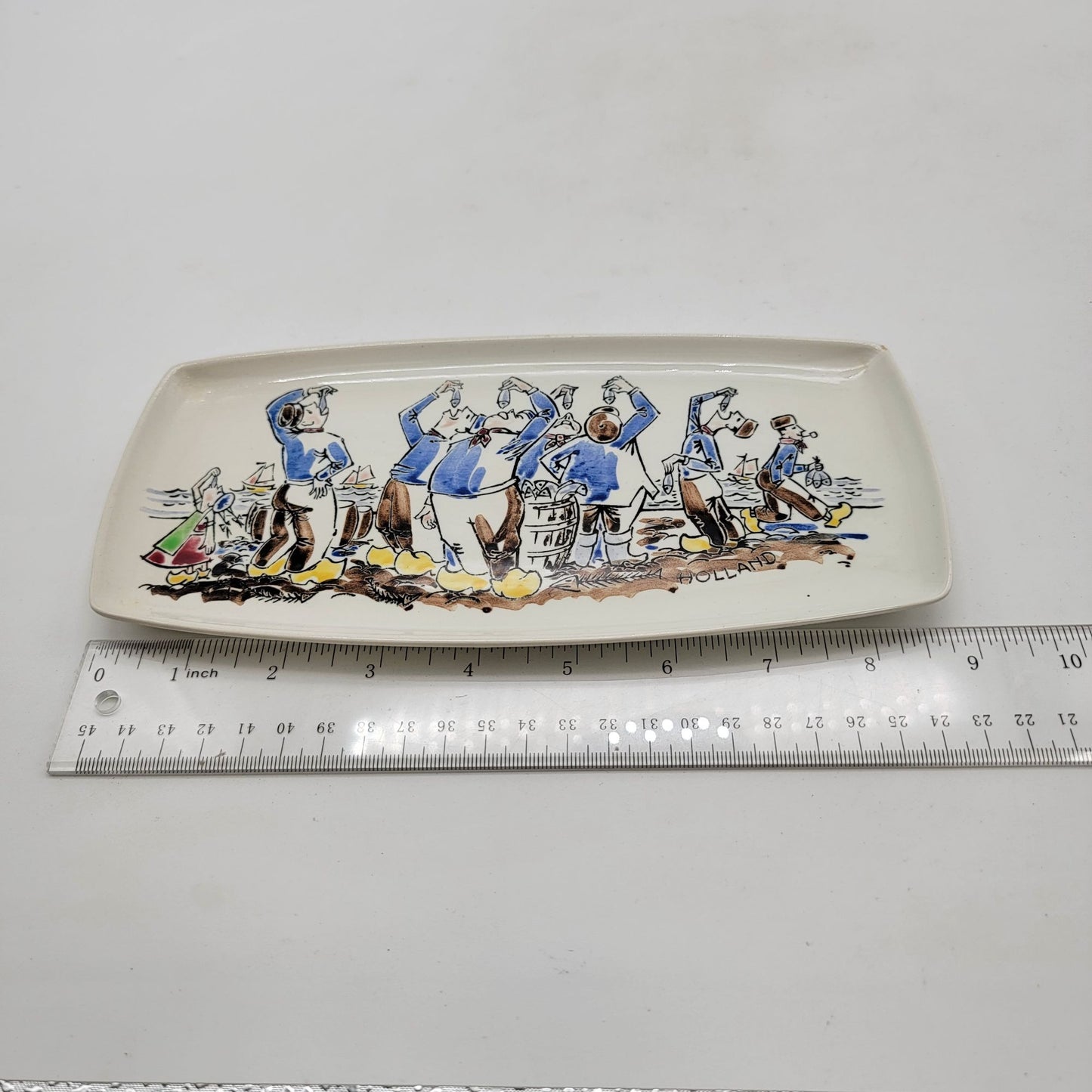 Vintage 1950s Koninklijk Goedewaagen Gouda Holland Fish Serving Plate
