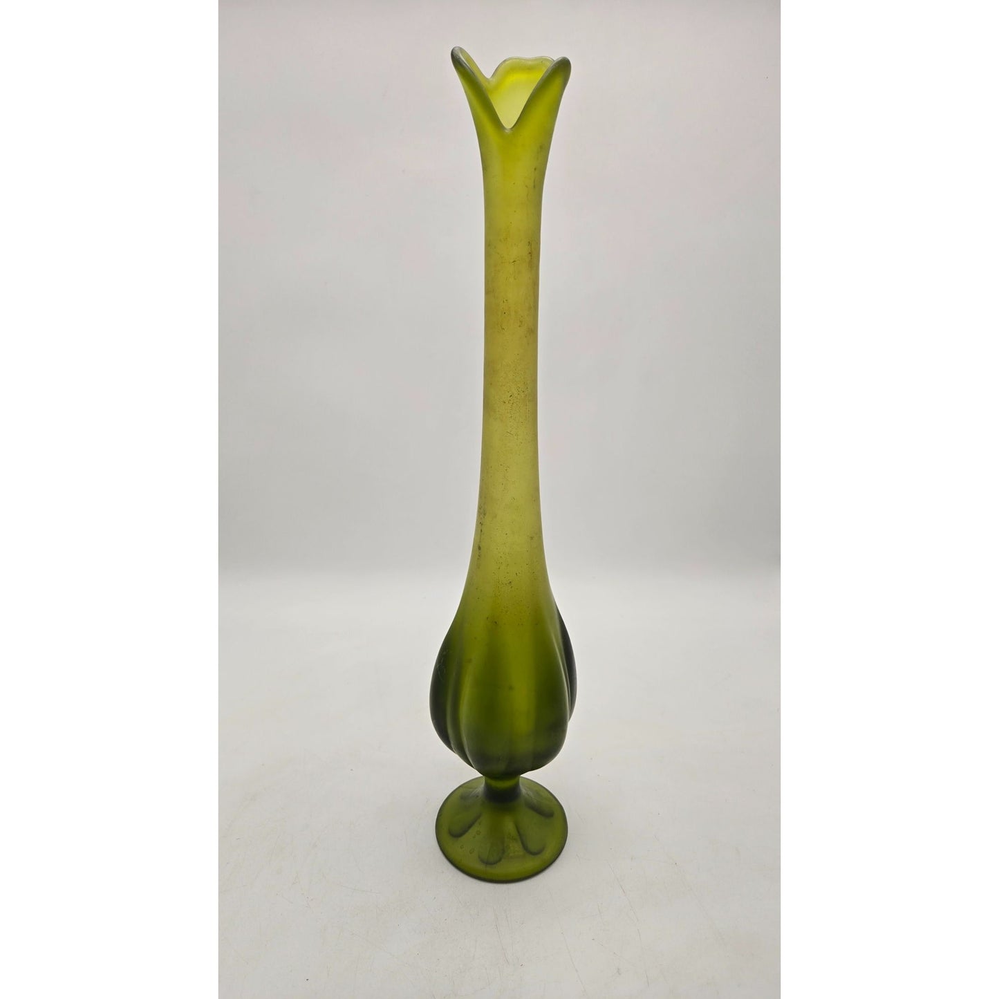 Vintage Viking Glass Green Swung Vase