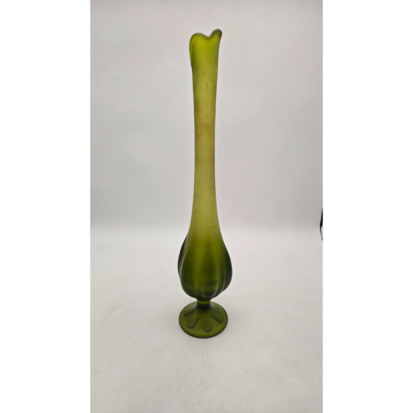 Vintage Viking Glass Green Swung Vase