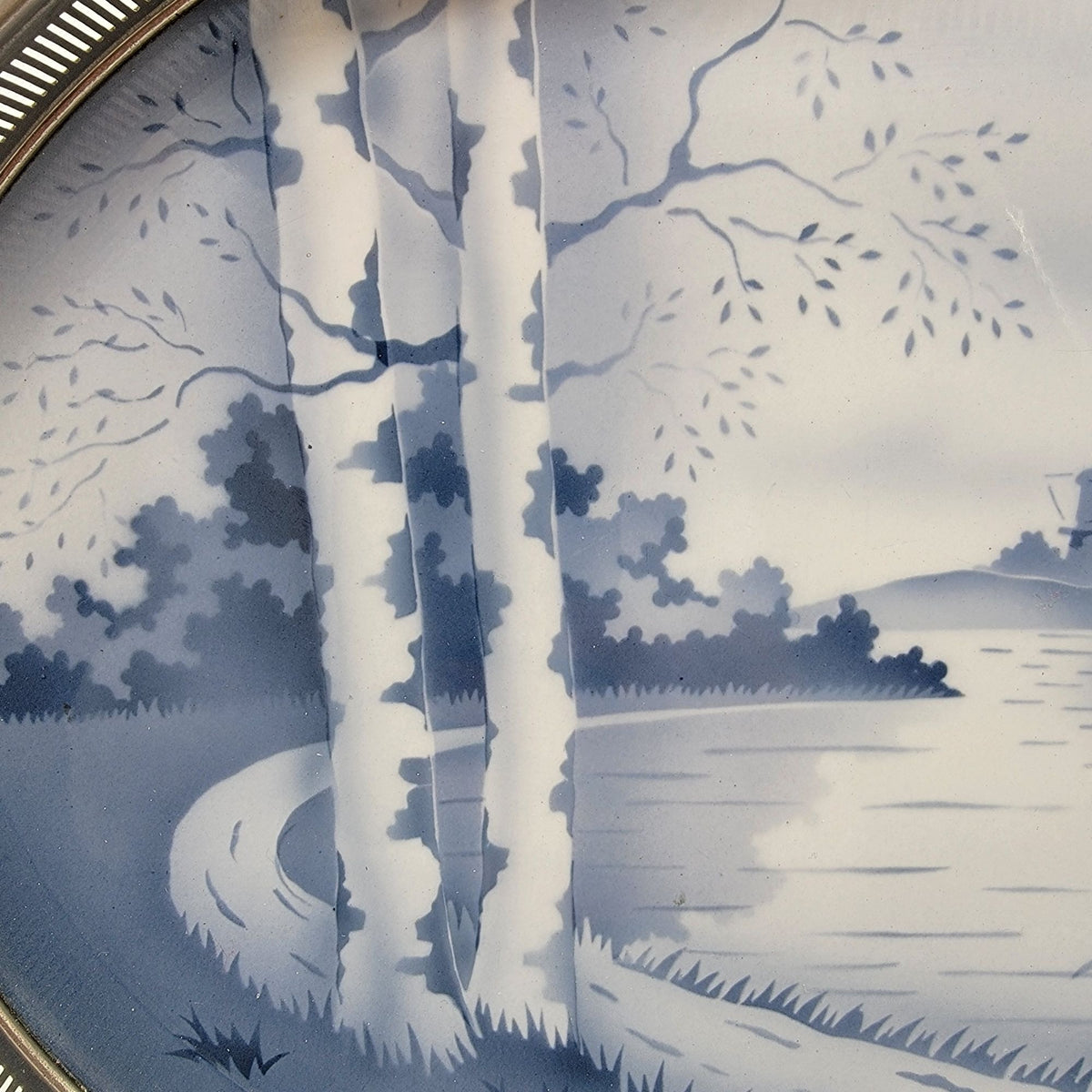 Vintage Delft Blue Porcelain Oval Serving Tray