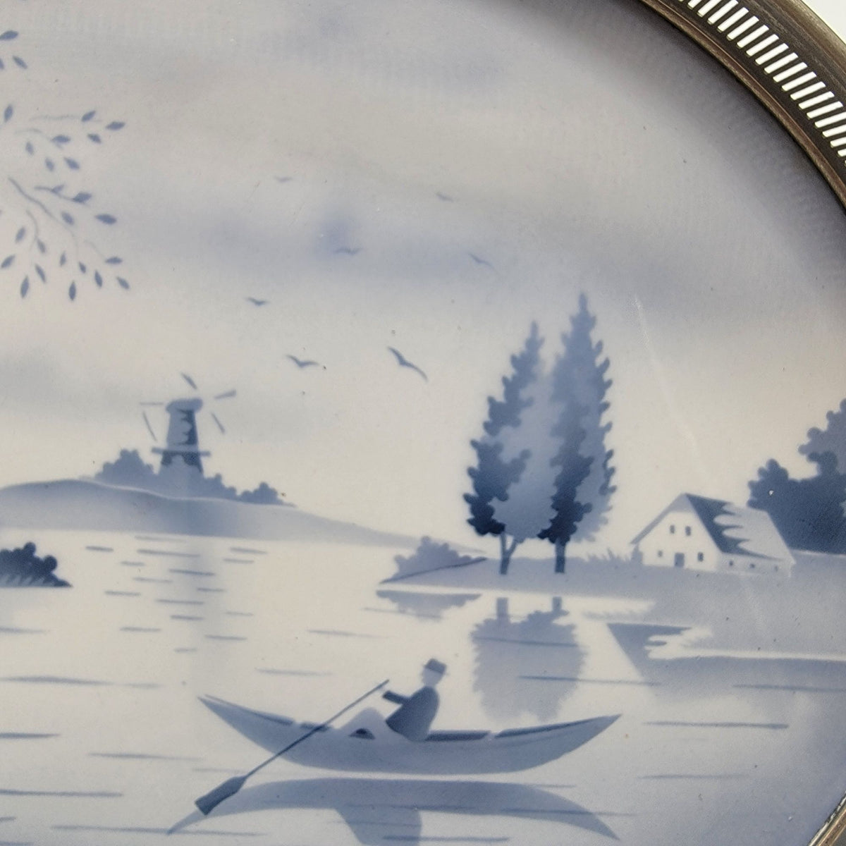 Vintage Delft Blue Porcelain Oval Serving Tray