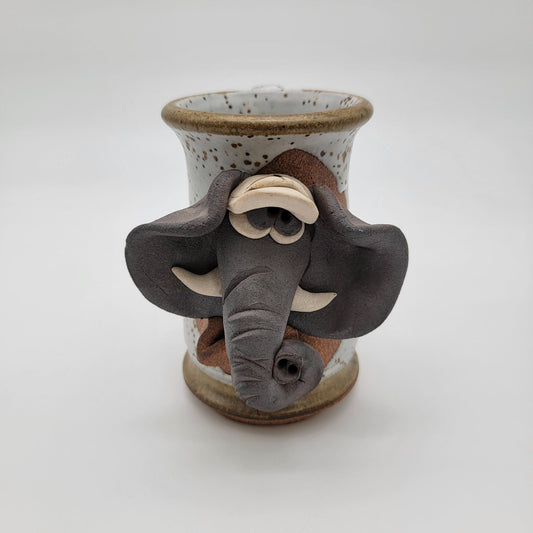 Vintage Signed Mahon Pottery Elephant Ugly Face Stoneware Mug