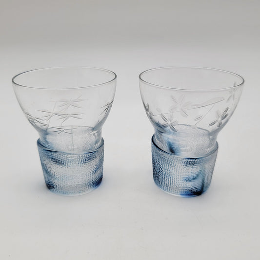 Pair Of Ishizuka Glass Asagi Double Shot or Saki Glasses