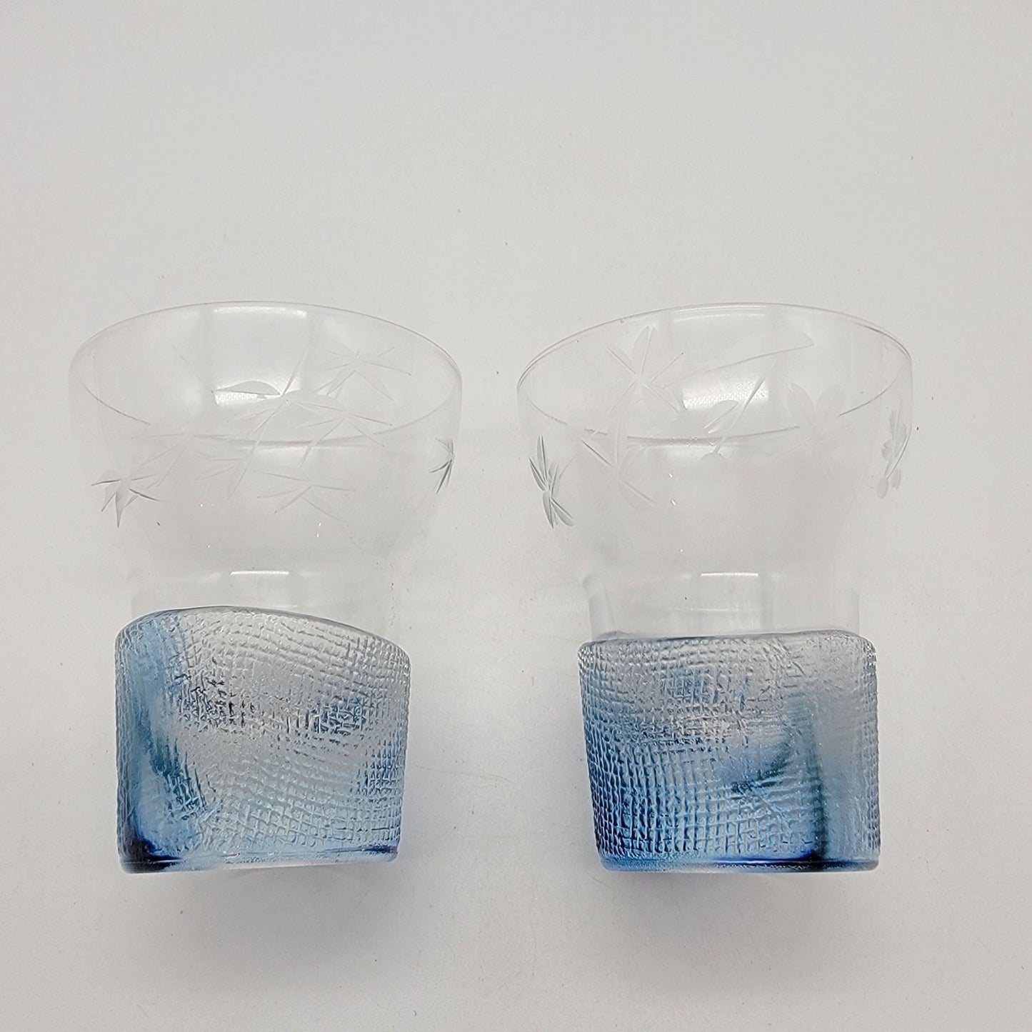 Pair Of Ishizuka Glass Asagi Double Shot or Saki Glasses