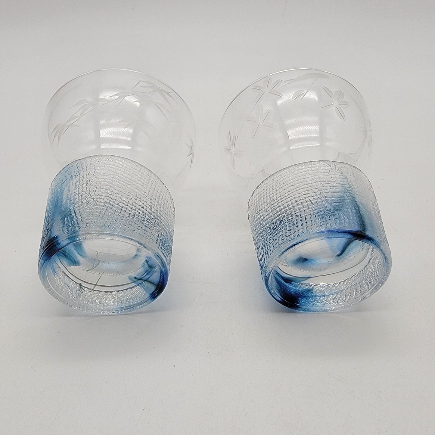 Pair Of Ishizuka Glass Asagi Double Shot or Saki Glasses