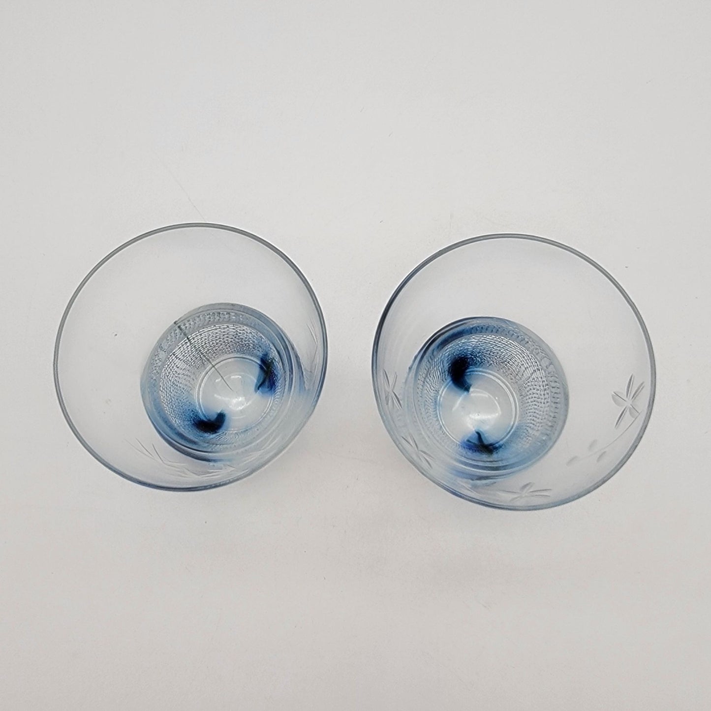 Pair Of Ishizuka Glass Asagi Double Shot or Saki Glasses