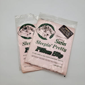 Pair of Vintage Glamour-Magic Sleepin Pretty Satin Pillow Slip Pillowcases