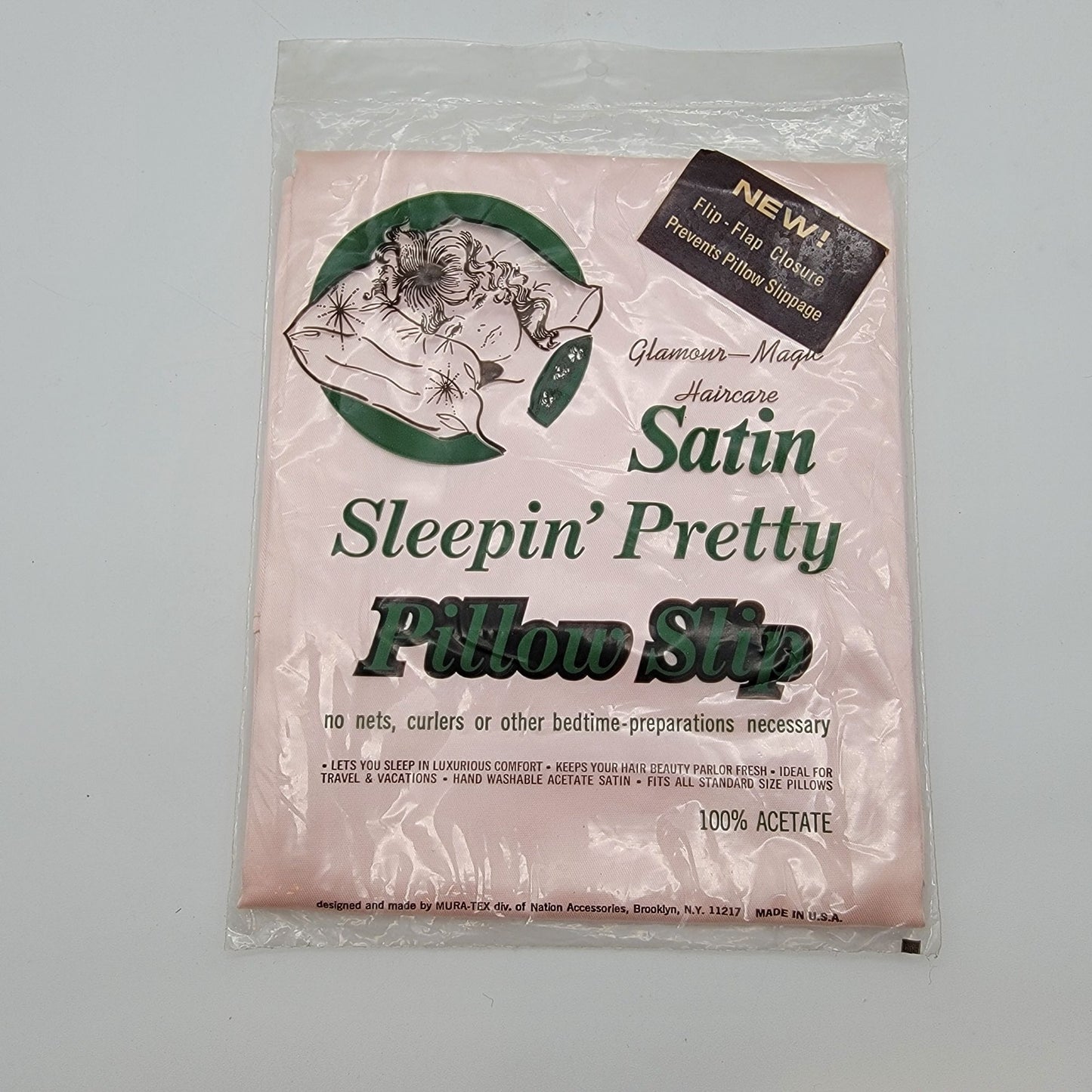 Pair of Vintage Glamour-Magic Sleepin Pretty Satin Pillow Slip Pillowcases