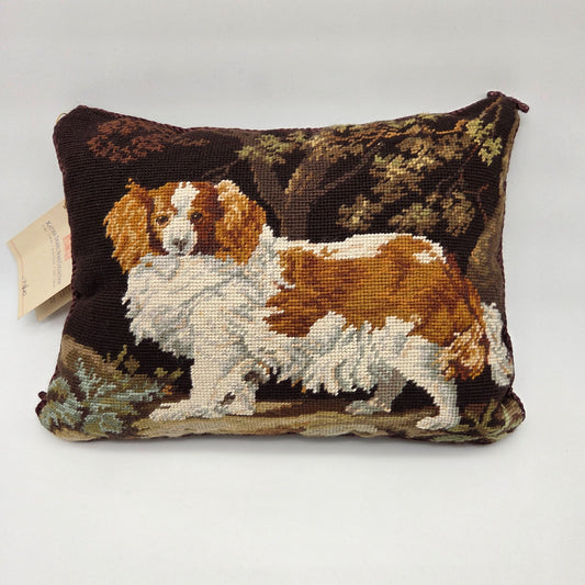Katha Diddel King Charles Spaniel Dog Petit Point Tapestry Pillow Limited Edition 74/120