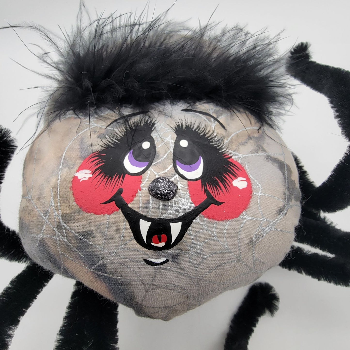 Vintage Whimsical Halloween Spider Plush Hanging