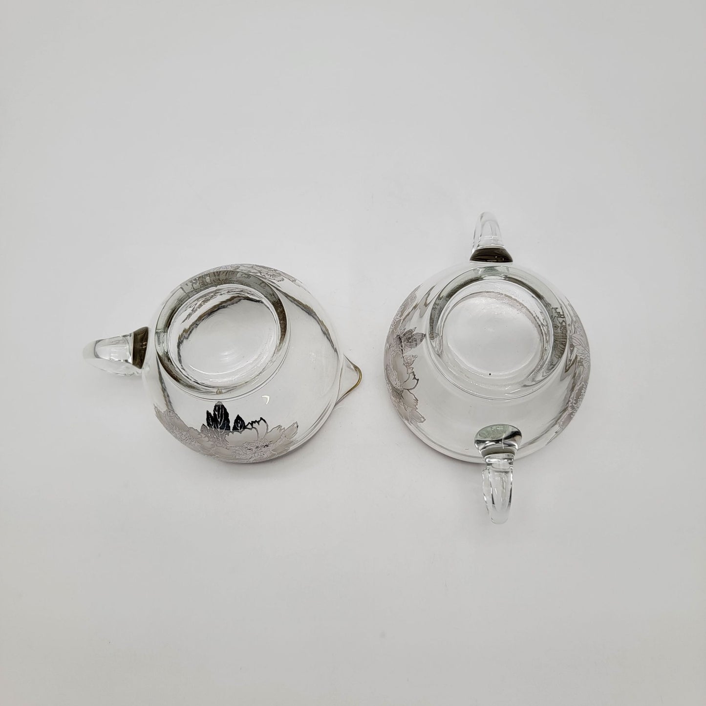 Vintage Silver City Glass Co. Flanders Poppy Cream & Sugar Set Silver Overlay