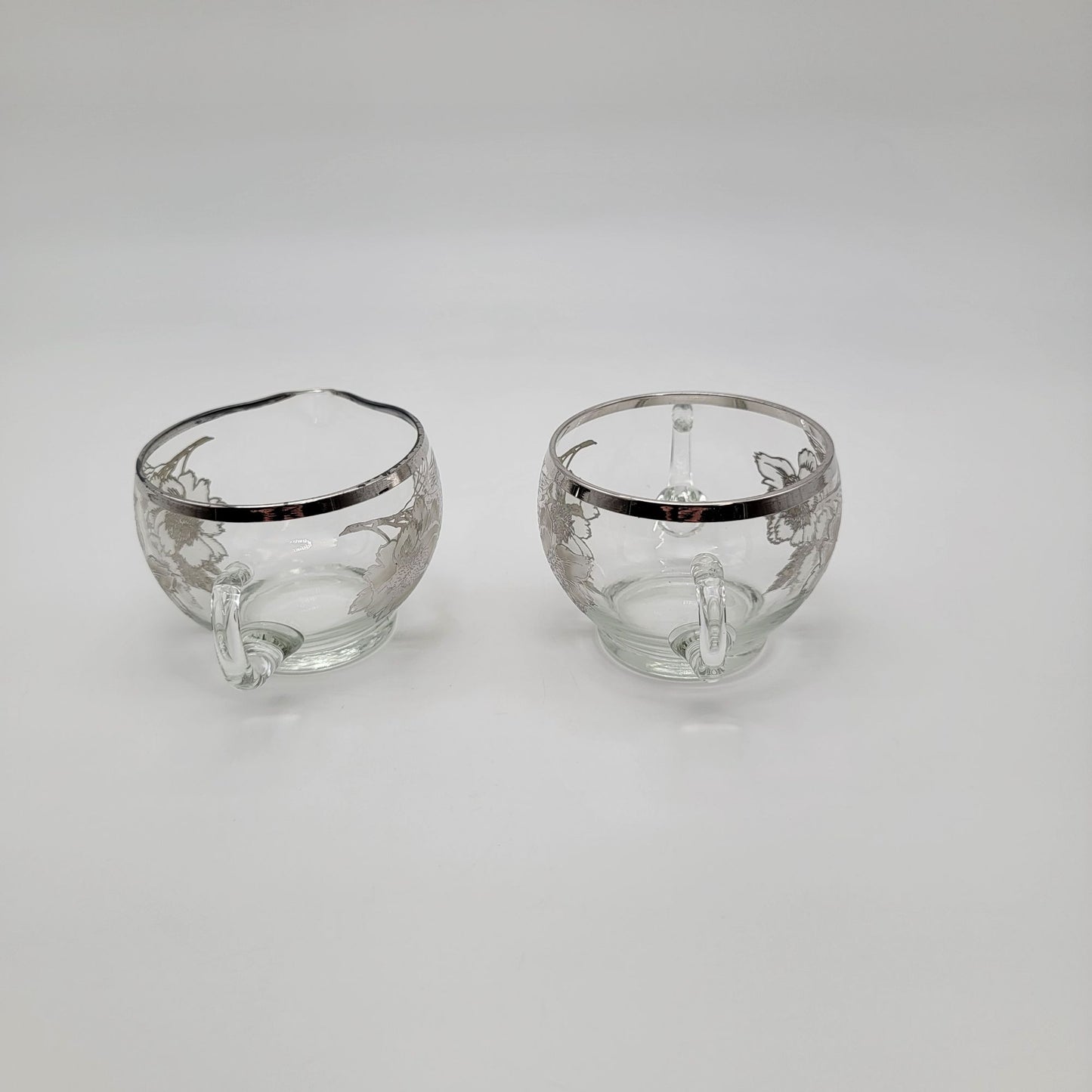 Vintage Silver City Glass Co. Flanders Poppy Cream & Sugar Set Silver Overlay