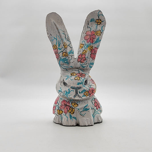 Signed Paula Dimit Folk Art Wooden Bunny Sculpture