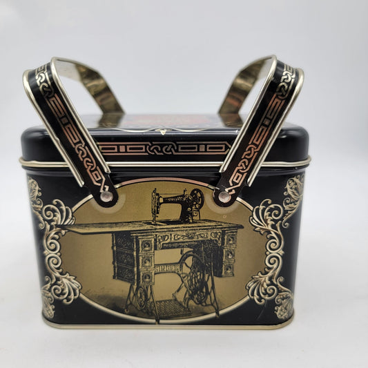 Vintage Singer Sewing Machines Metal Storage Tin Box with Handles