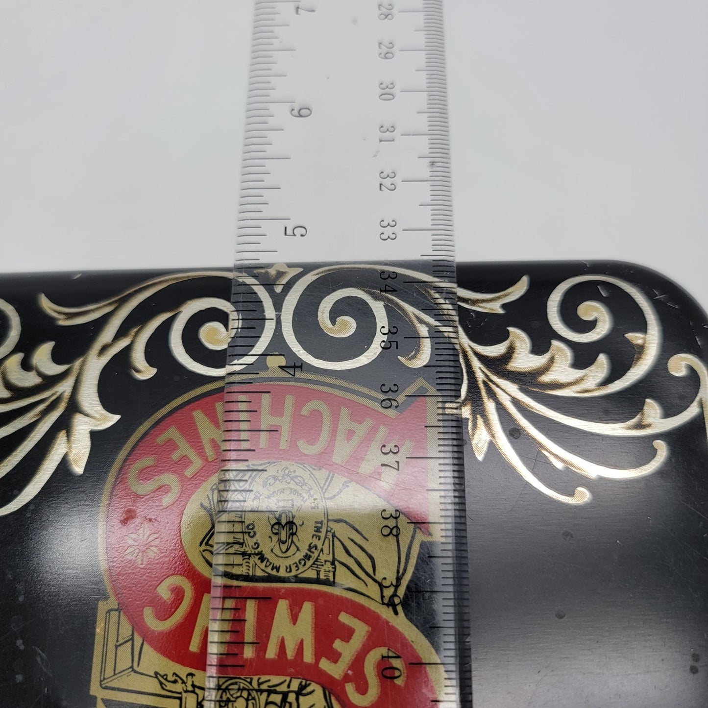 Vintage Singer Sewing Machines Metal Storage Tin Box with Handles