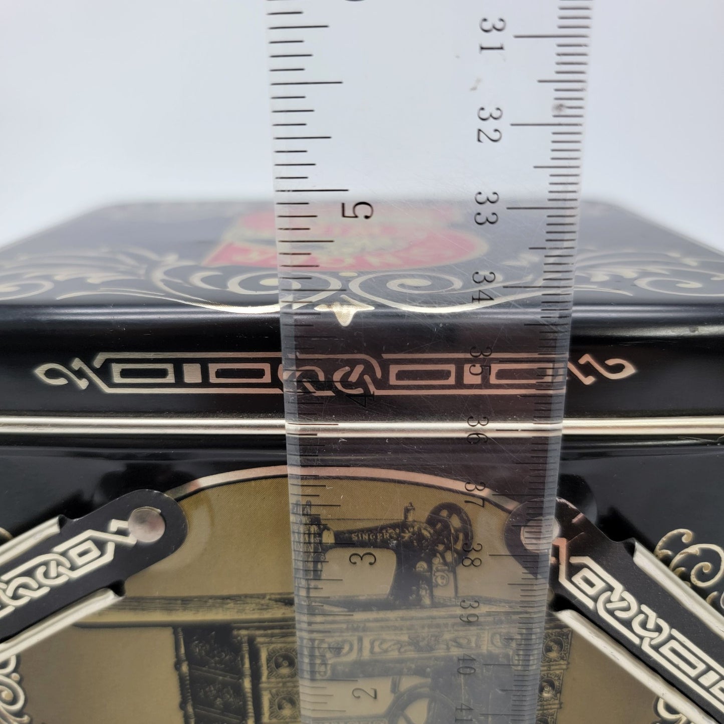 Vintage Singer Sewing Machines Metal Storage Tin Box with Handles