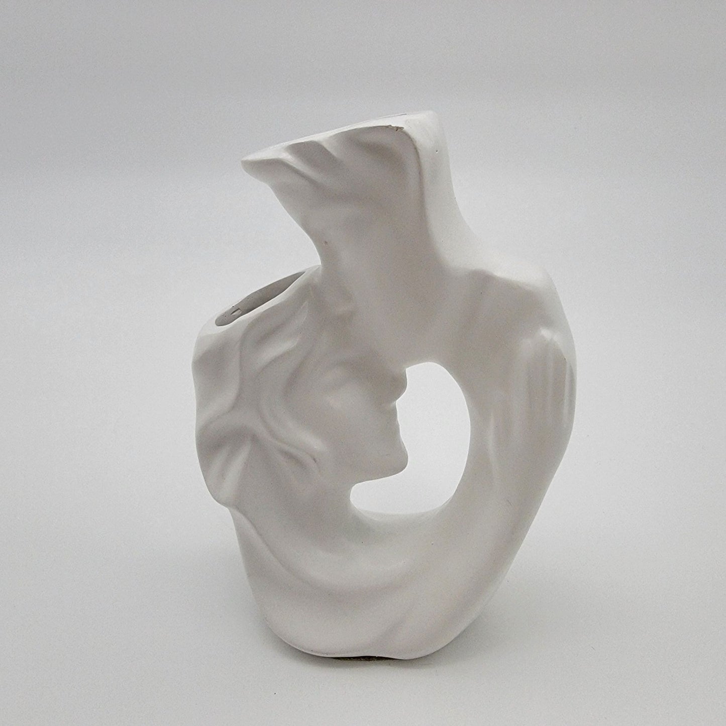 Modern Embrace Kissing Couple Porcelain Vase  White