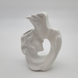 Modern Embrace Kissing Couple Porcelain Vase  White