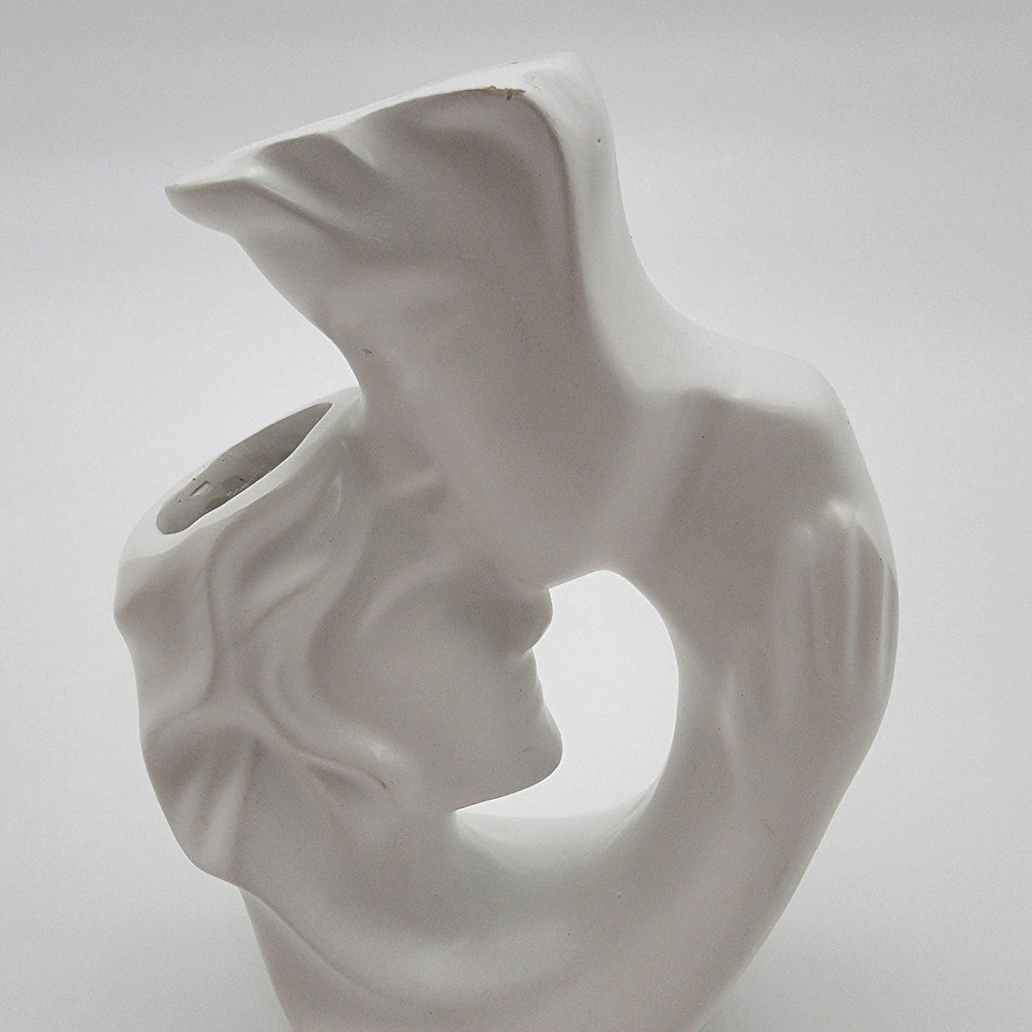Modern Embrace Kissing Couple Porcelain Vase  White