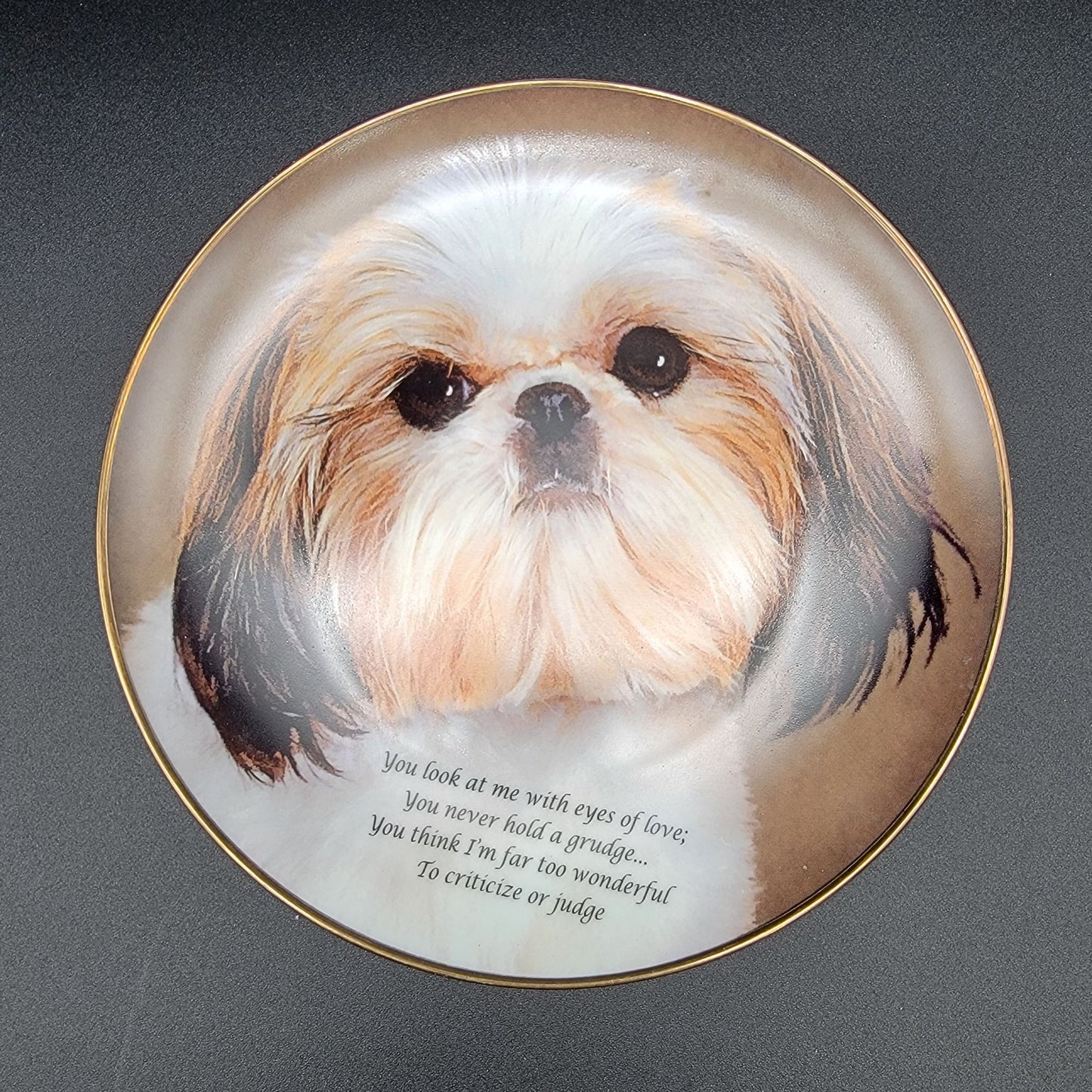 Vintage Eyes Of Love Danbury Mint Cherished Shih Tzus Collection Limited Edition Plate