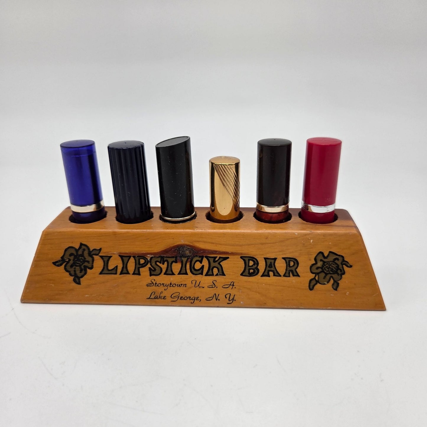 Vintage Wooden Lipstick Bar Holder Storytown U.S.A. Lake George N.Y. Display