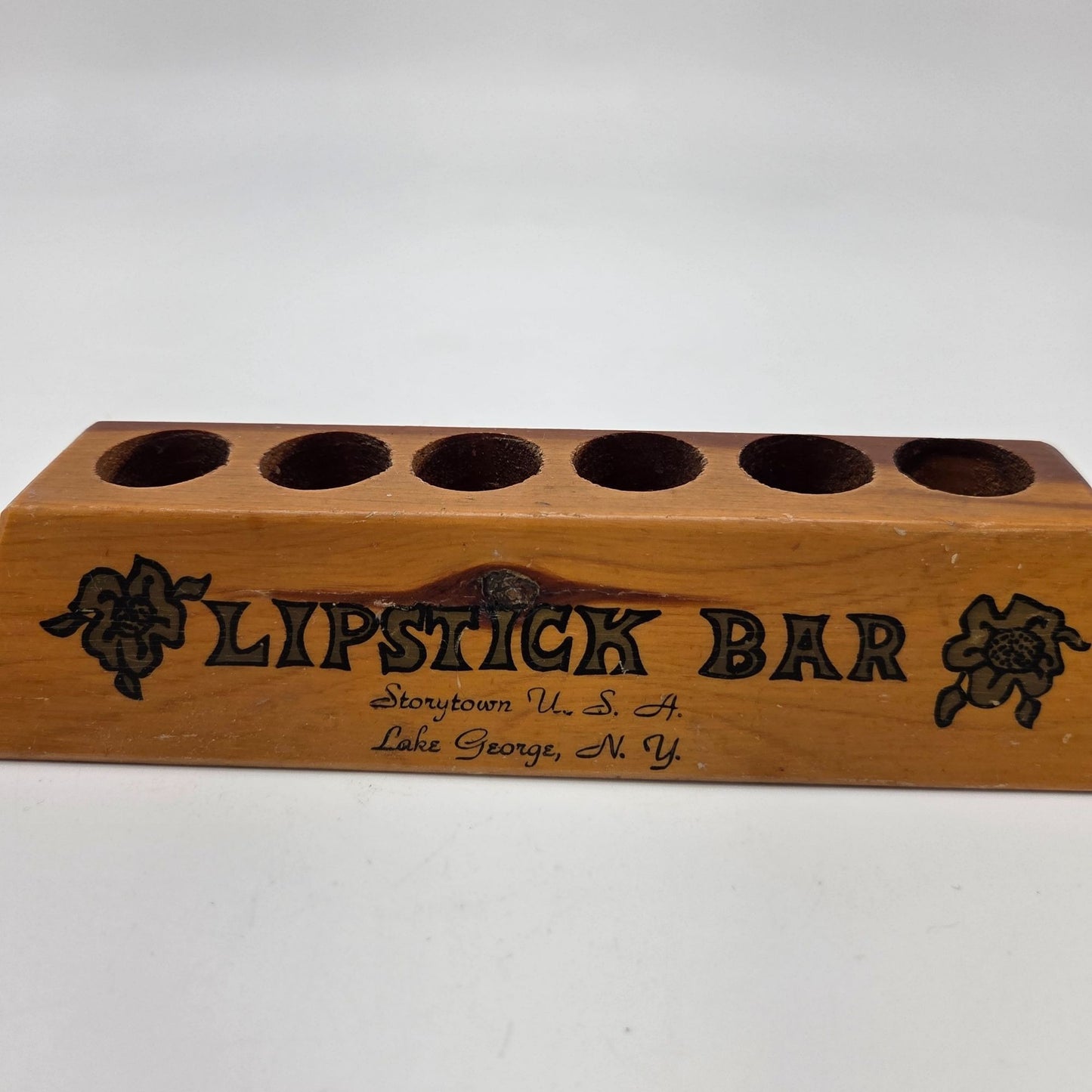 Vintage Wooden Lipstick Bar Holder Storytown U.S.A. Lake George N.Y. Display