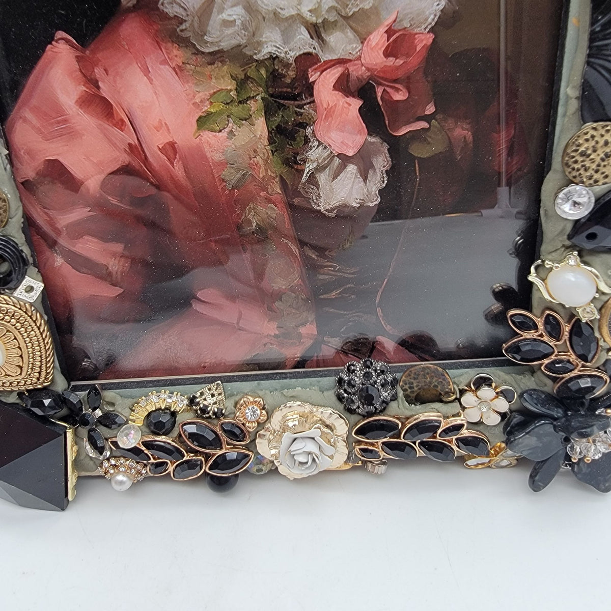 Renaissance Cat Art Print in Jewelry Adorned Natalini Frame