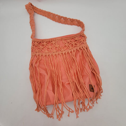 Roxy Coral Fringe Crossbody Bag With Macramé Strap