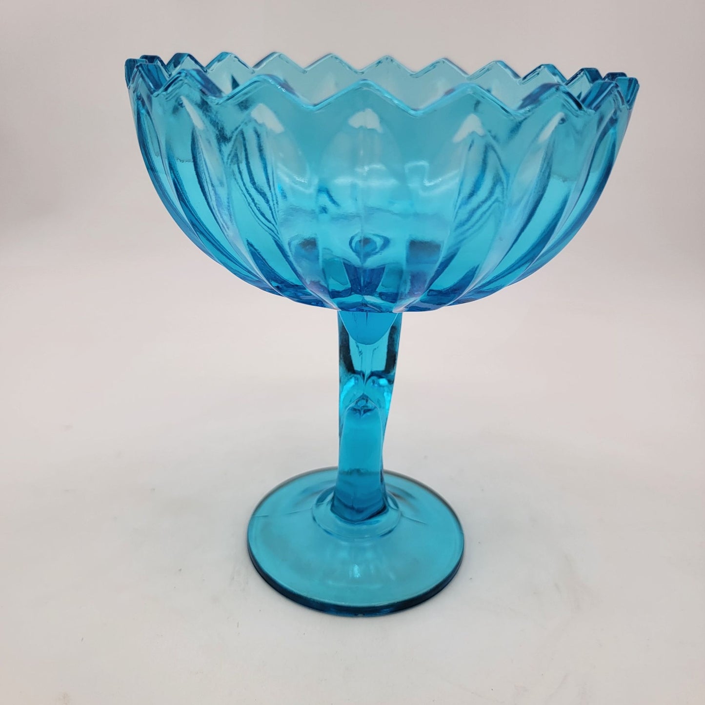 Vintage Indiana Glass Blue Tulip Shape Compote Candy Dish Bowl