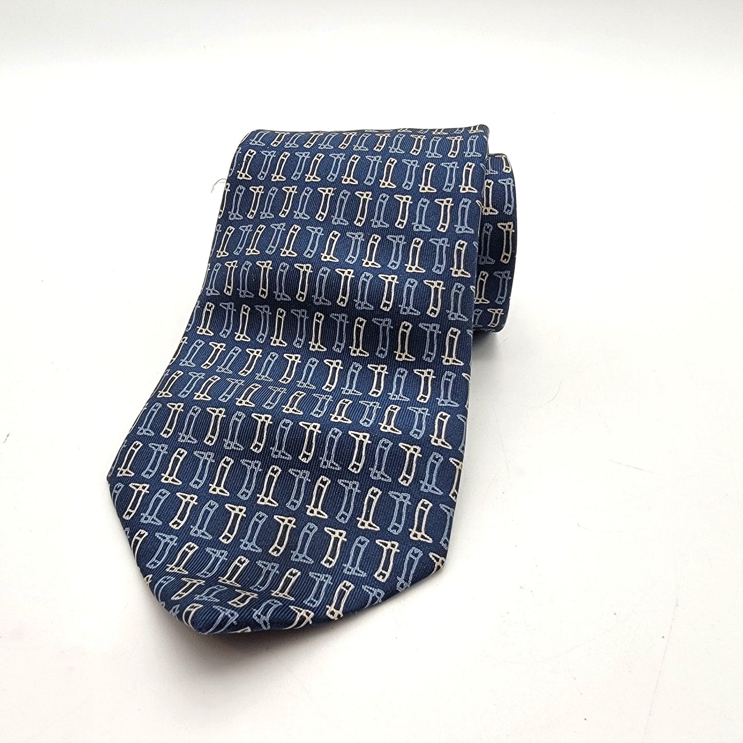 Vintage Gucci Equestrian Riding Boots Silk Tie Navy