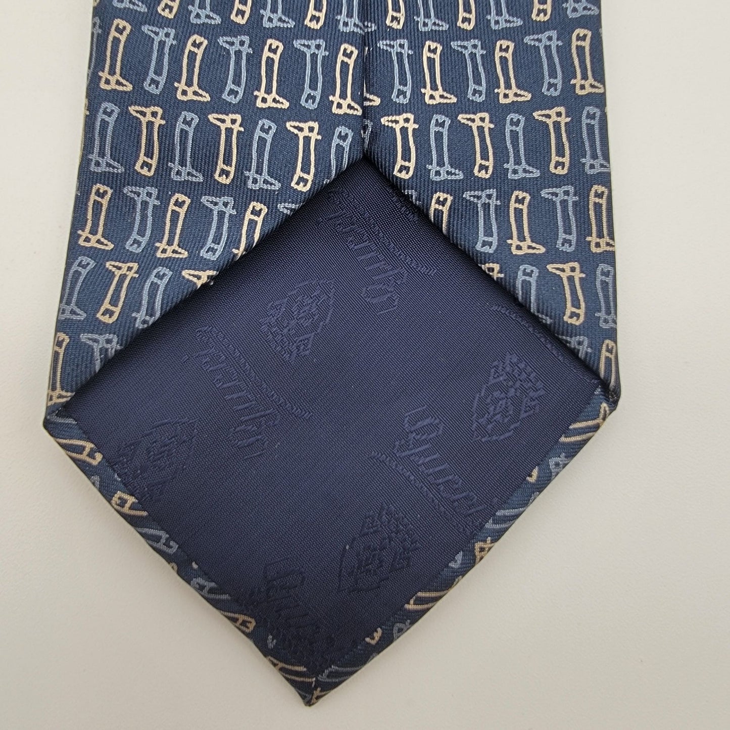 Vintage Gucci Equestrian Riding Boots Silk Tie Navy
