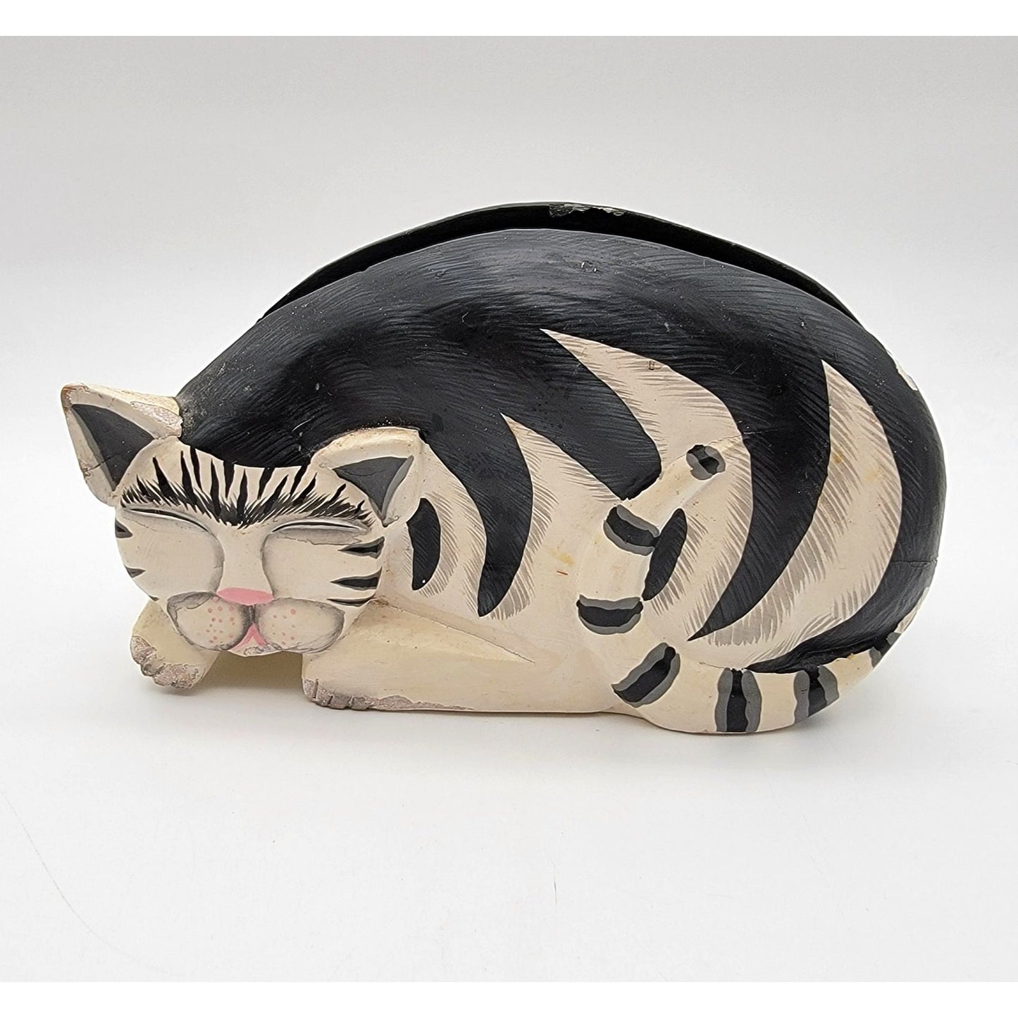Vintage Carved Wooden Cat Napkin Holder