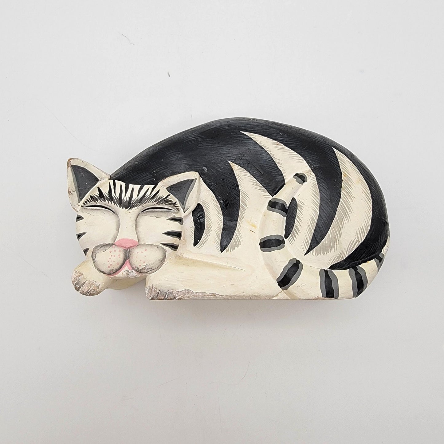 Vintage Carved Wooden Cat Napkin Holder