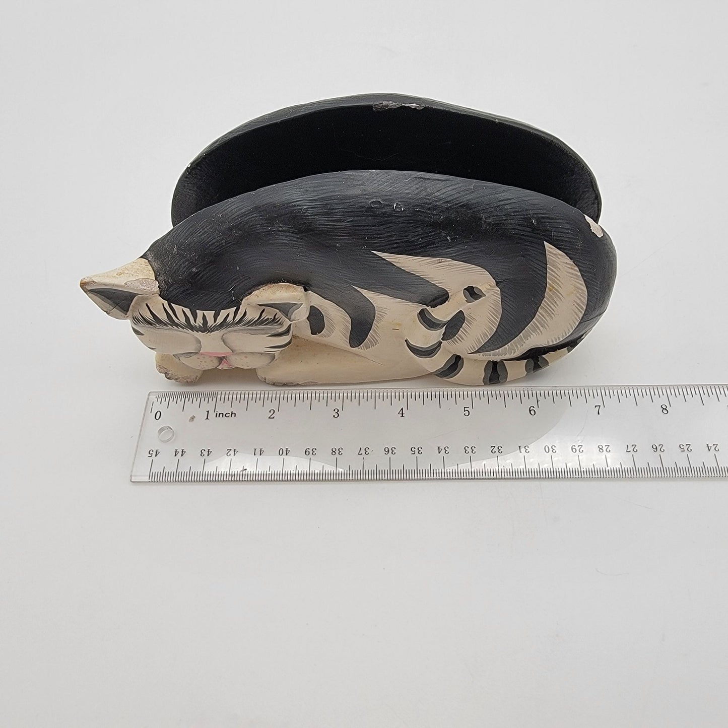 Vintage Carved Wooden Cat Napkin Holder