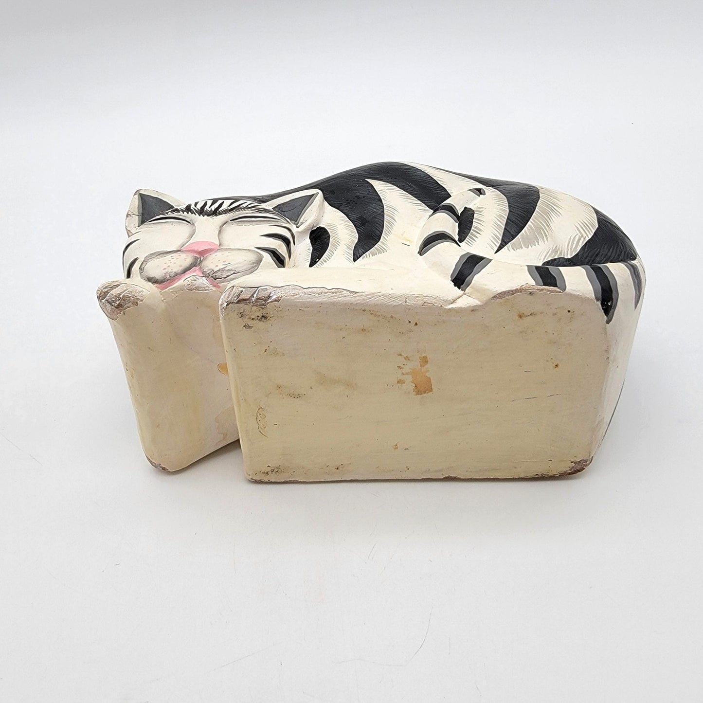 Vintage Carved Wooden Cat Napkin Holder