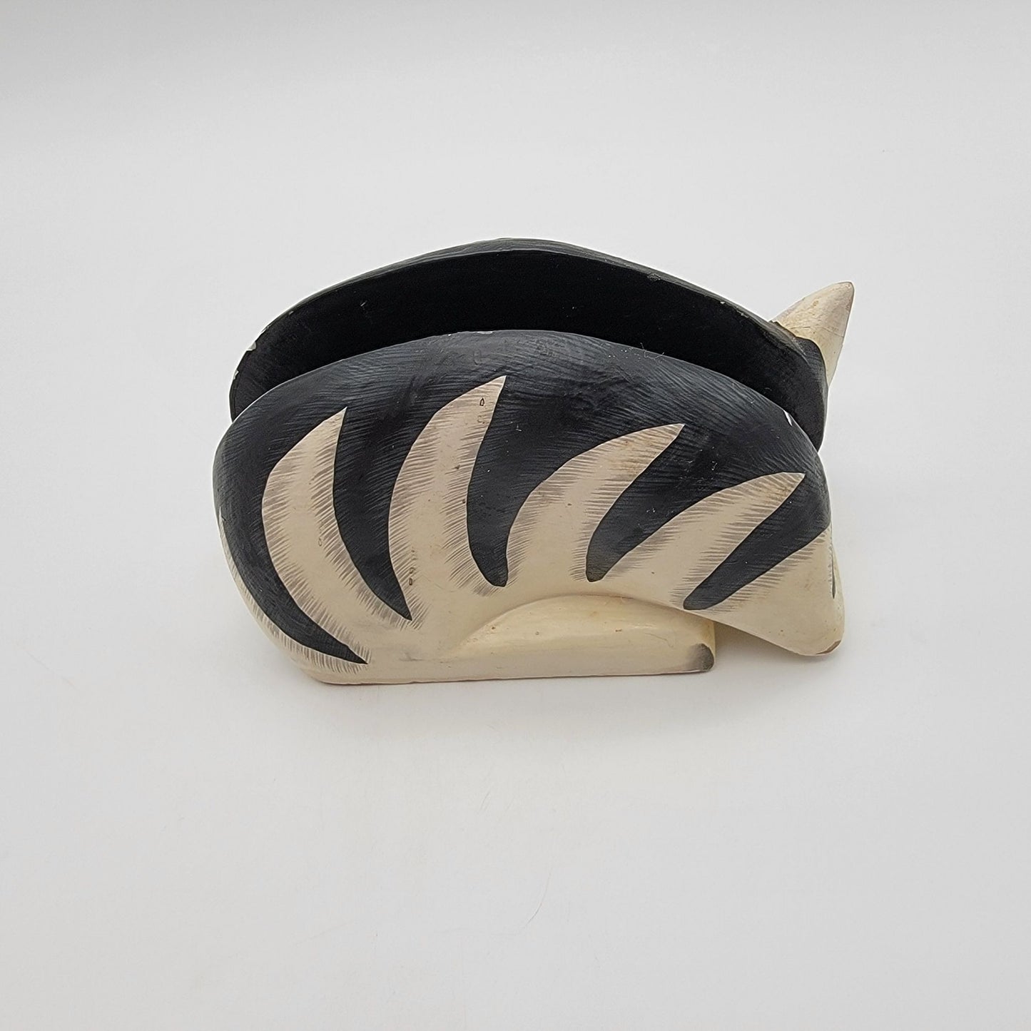 Vintage Carved Wooden Cat Napkin Holder