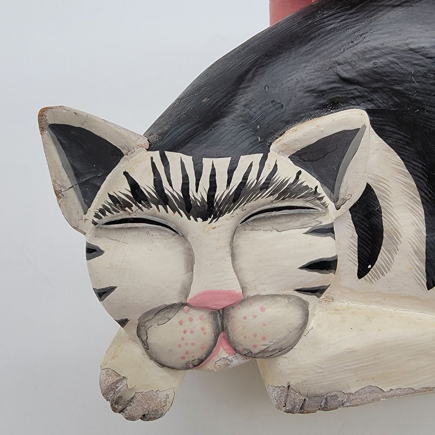 Vintage Carved Wooden Cat Napkin Holder