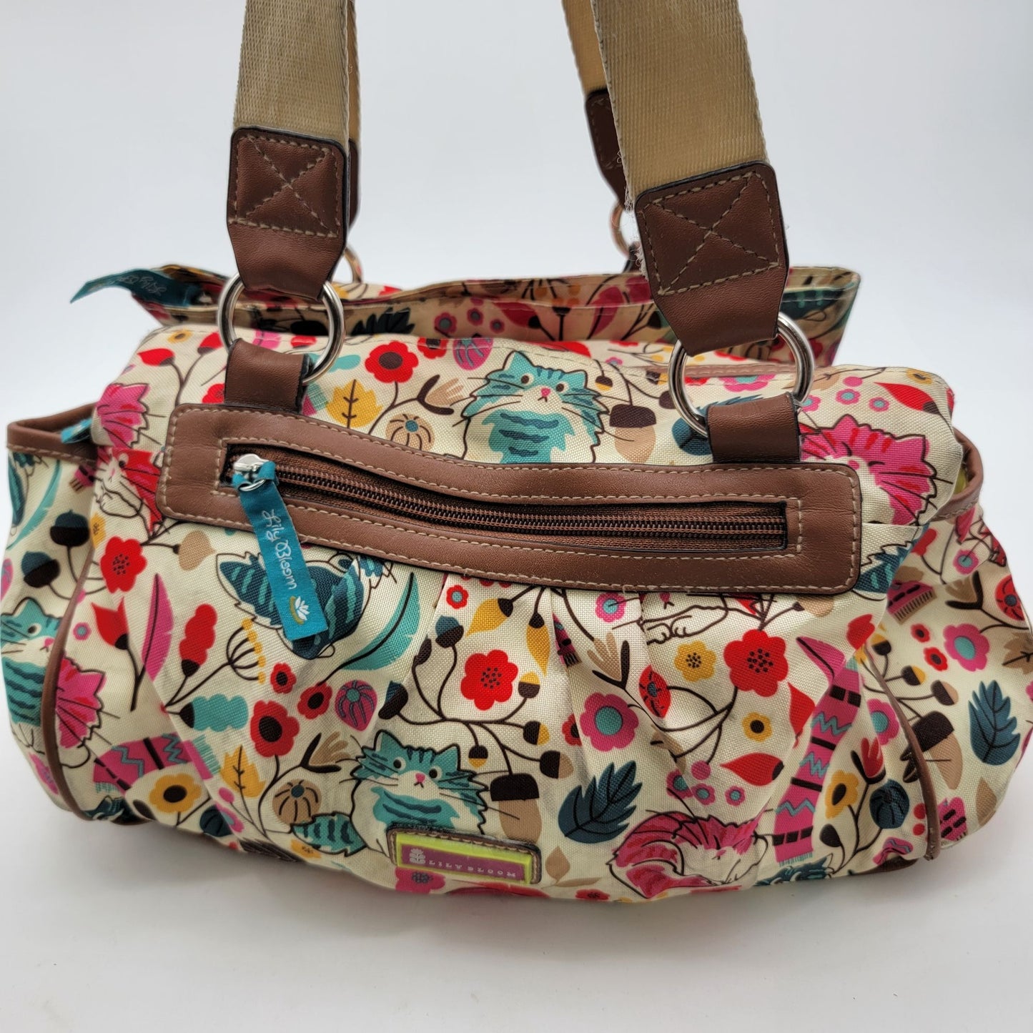 Lily Bloom Vegan Leather Crossbody Purse With Leaves & Flowers Pattern