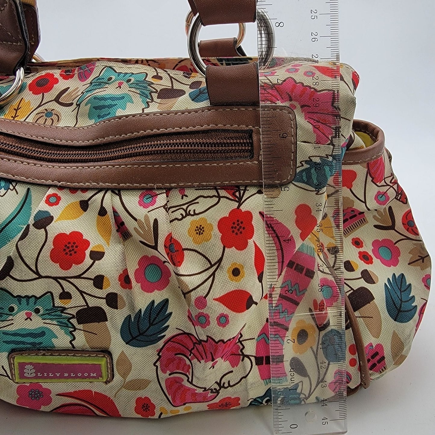Lily Bloom Vegan Leather Crossbody Purse With Leaves & Flowers Pattern