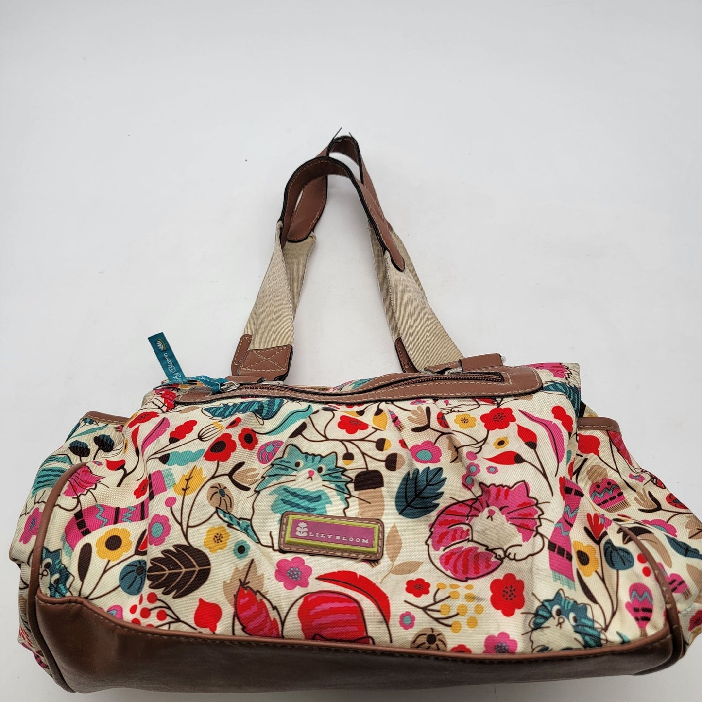 Lily Bloom Vegan Leather Crossbody Purse With Leaves & Flowers Pattern