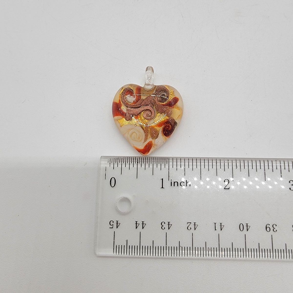Dichroic Art Glass Heart Pendant With Aventurine Gold Foil & Swirl