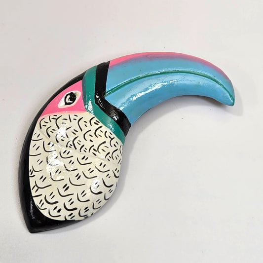 Colorful Wood Toucan Brooch Pin
