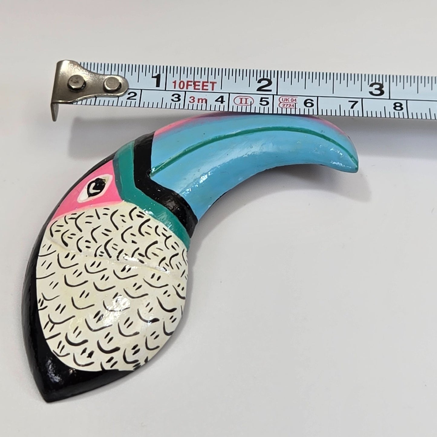 Colorful Wood Toucan Brooch Pin