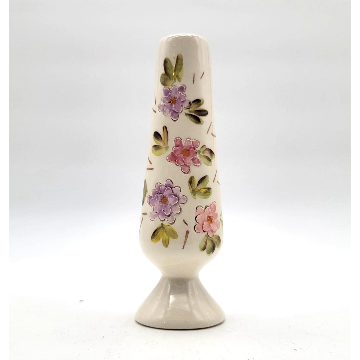 Vintage Sgraffito Flowers Signed Bud Vase